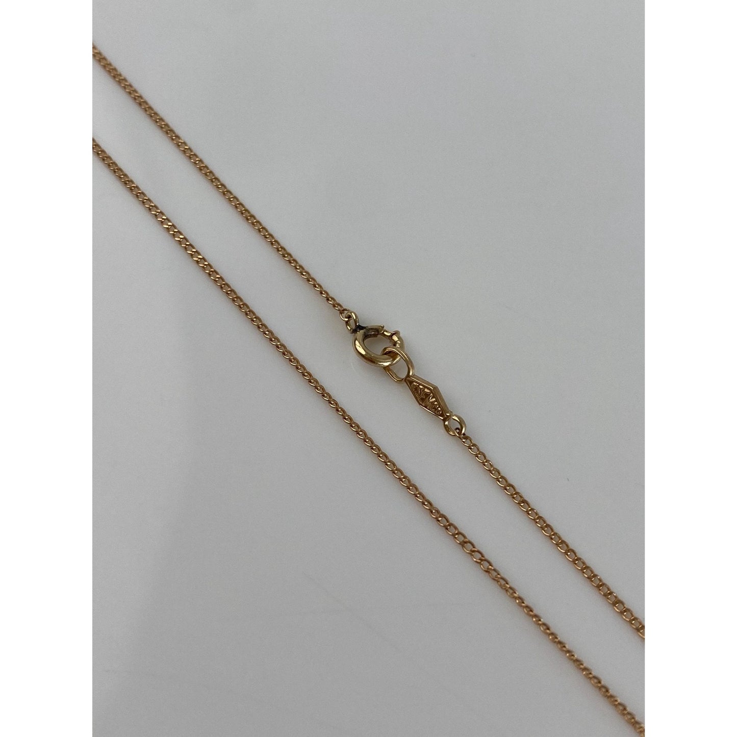 Vintage Solid 14k Yellow Gold Dainty Tight Curb Chain Necklace - 18 inches