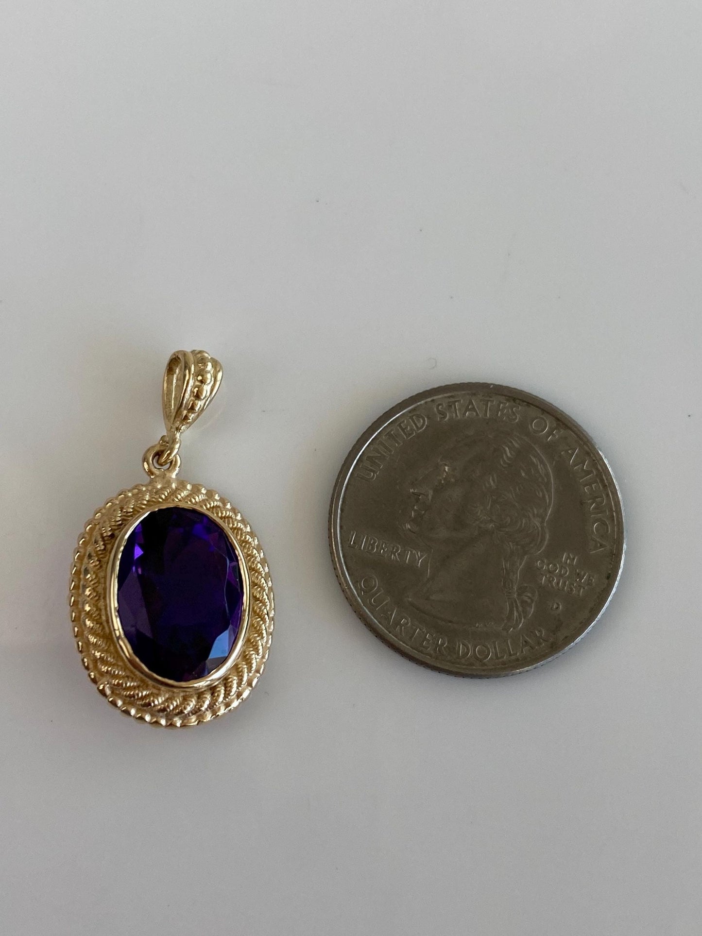 Vintage Solid 14k Yellow Gold Amethyst Charm