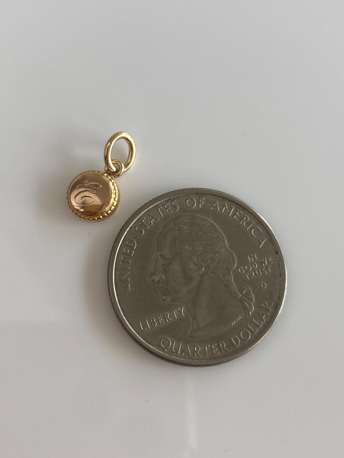 Vintage Solid 14k Yellow Gold Initial 'E' Little Cufflink Conversion Charm