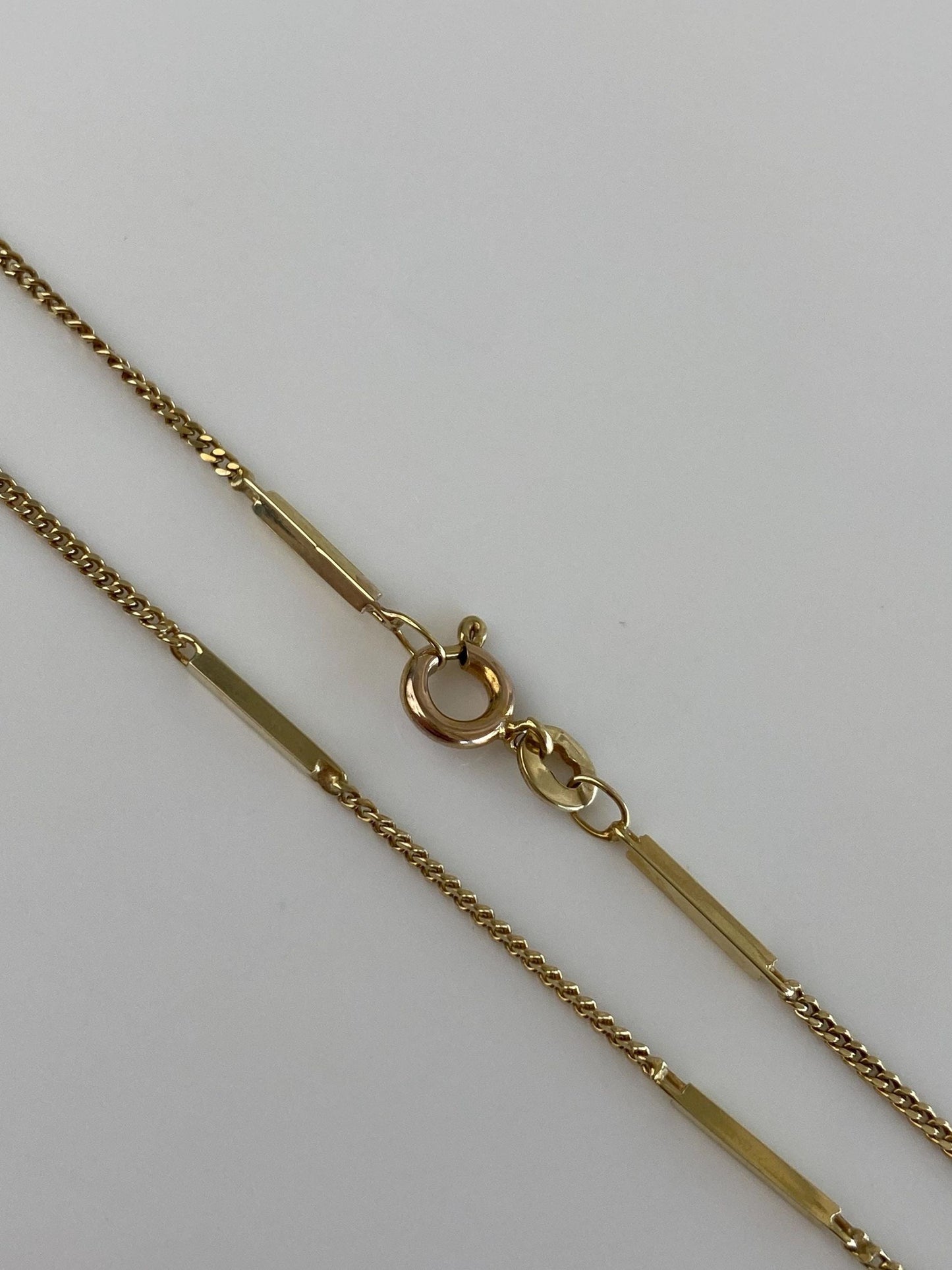 Vintage Solid 14k Yellow Gold Bar Link Tight Curb Chain Necklace - 18 inches