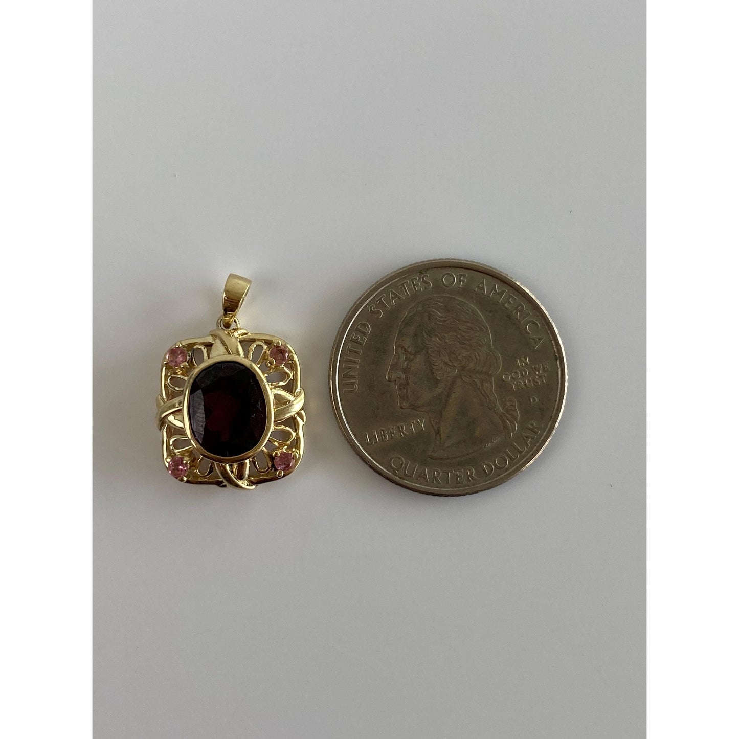 Vintage Solid 10k Yellow Gold Pink & Red Cubic Zirconia Charm