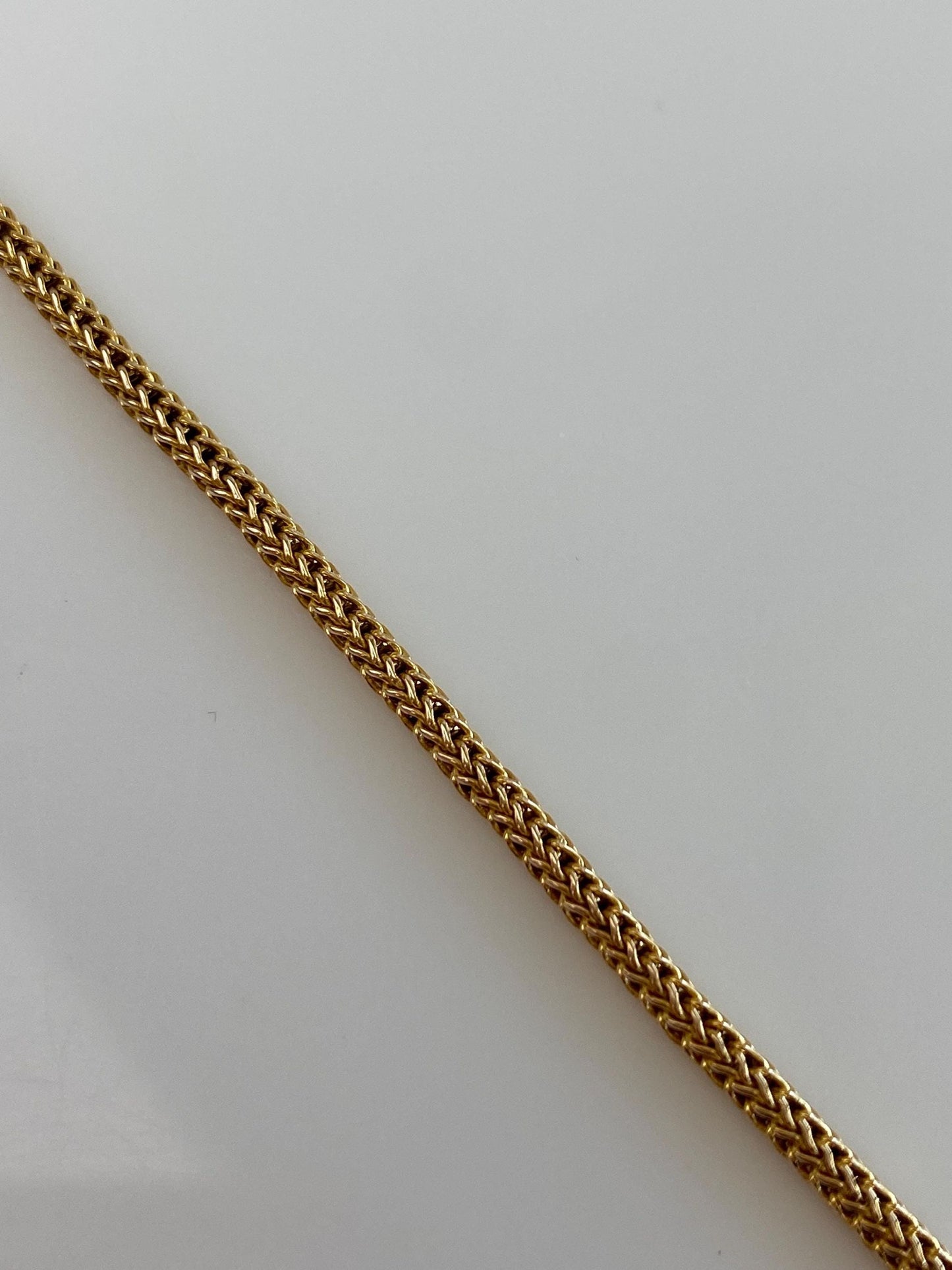 Solid 12k Yellow Gold Rounded Wheat Fancy Chain Bracelet - 7 inches