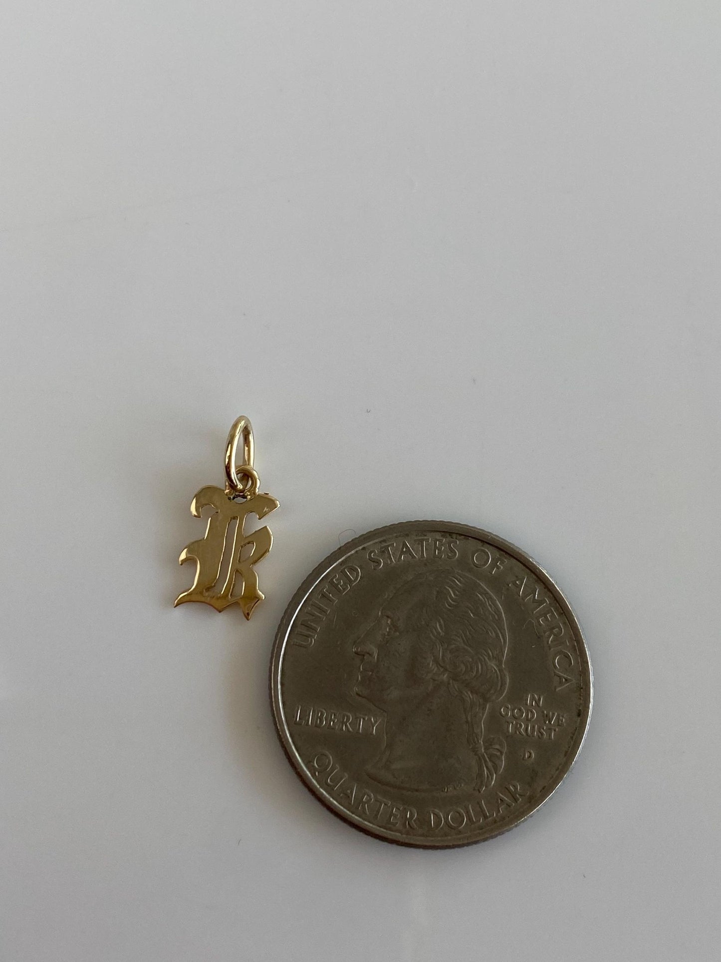Solid 14k Yellow Gold Old English Initial Charm