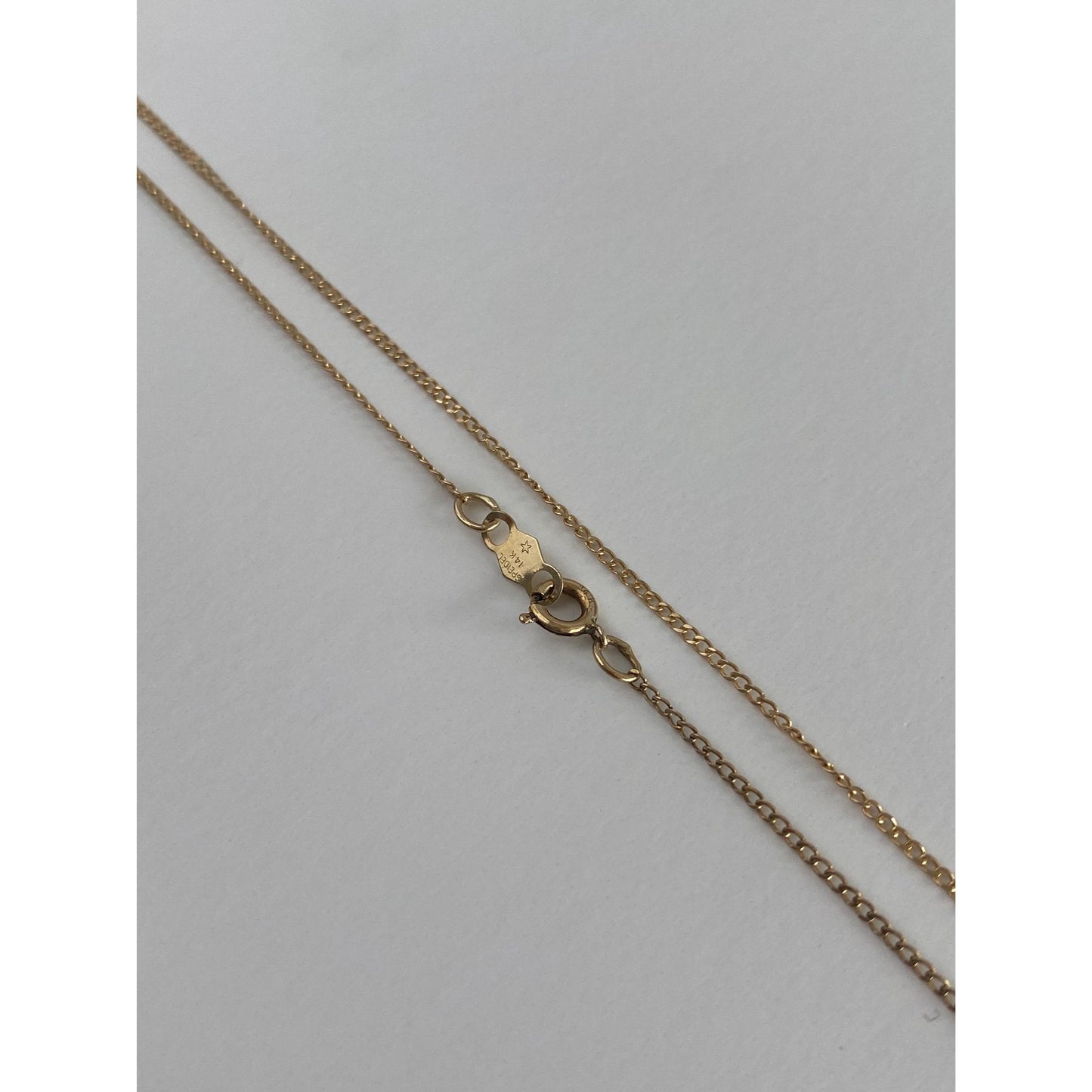 Vintage Solid 14k Yellow Gold Dainty Curb Chain Necklace - 18.25 inches