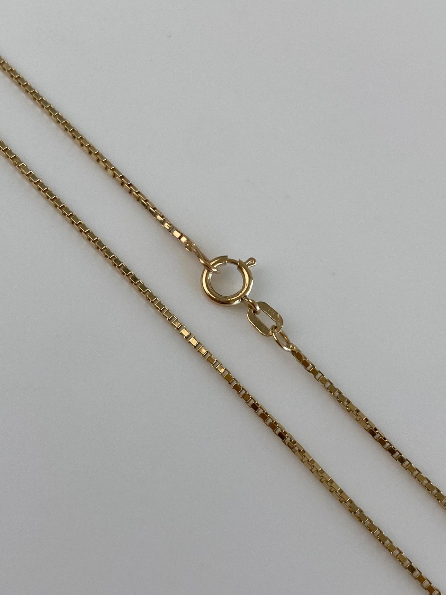 Vintage Solid 14k Yellow Gold Box Chain Necklace - 18.25 inches