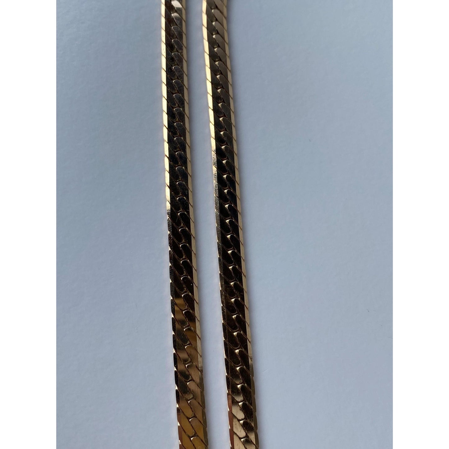 Vintage Solid 14k Yellow Gold Chunky Herringbone Chain Necklace - 19 inches