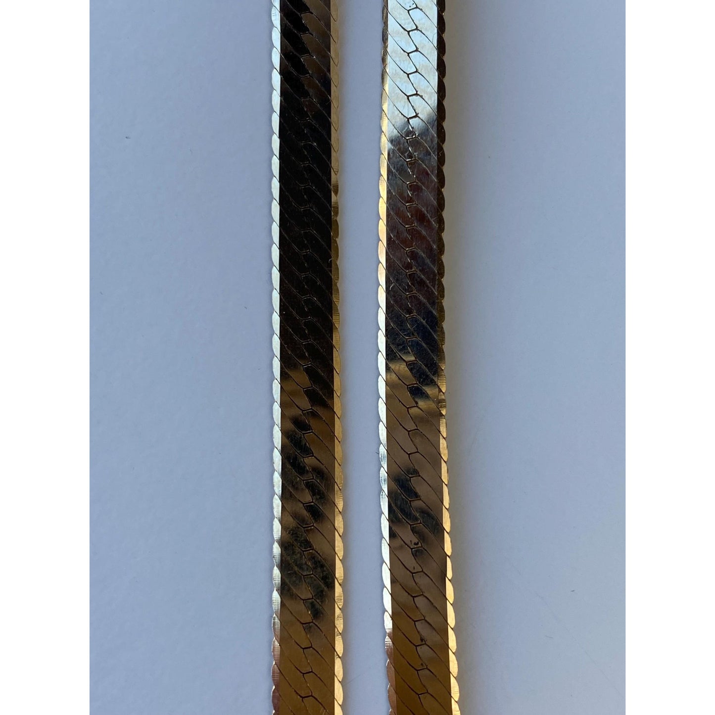 Vintage Solid 14k Yellow Gold Chunky Herringbone Chain Necklace - 17.75 inches