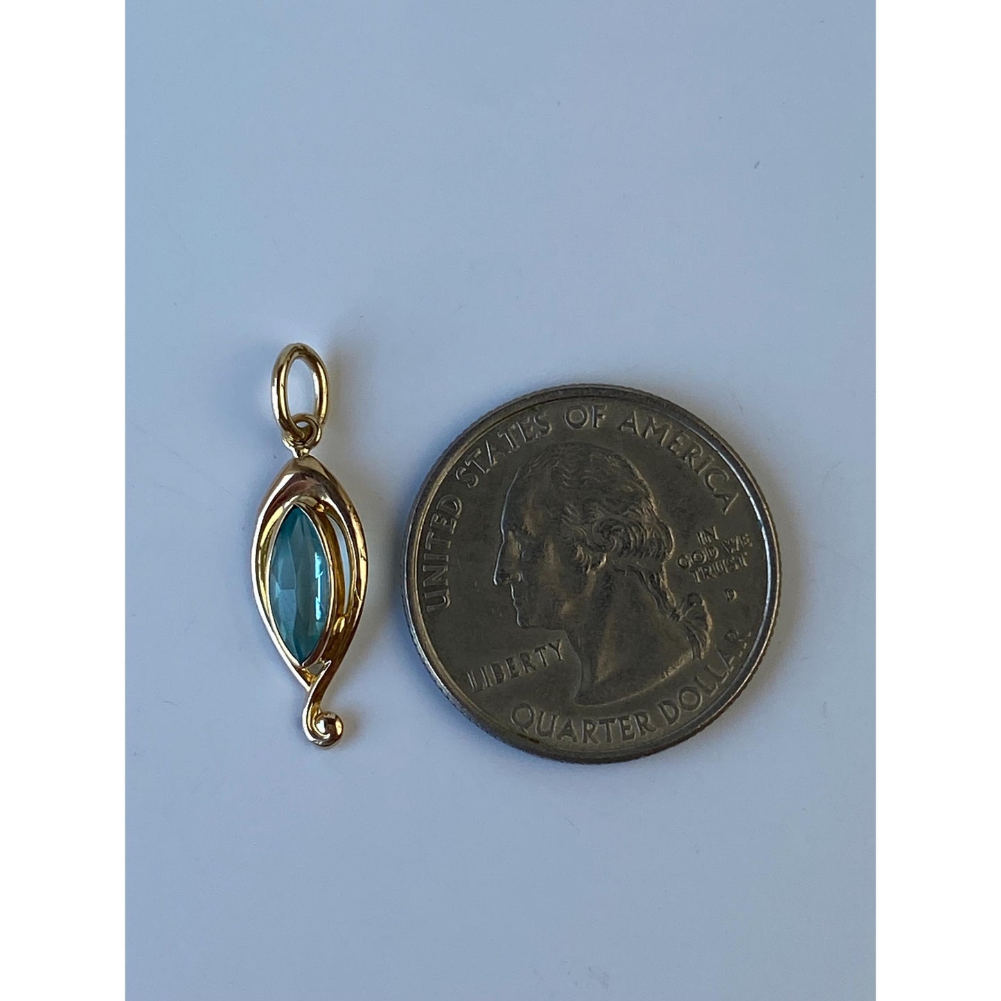Vintage Solid 10k Yellow Gold Light Blue Cubic Zirconia Stick Pin Conversion Charm