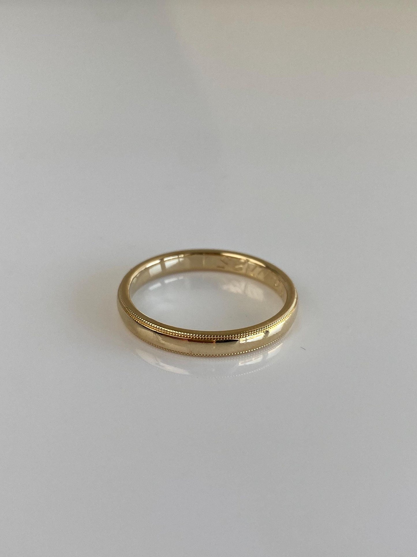 Vintage Solid 14k Yellow Gold Miligrain Ring Band - Size 8.75