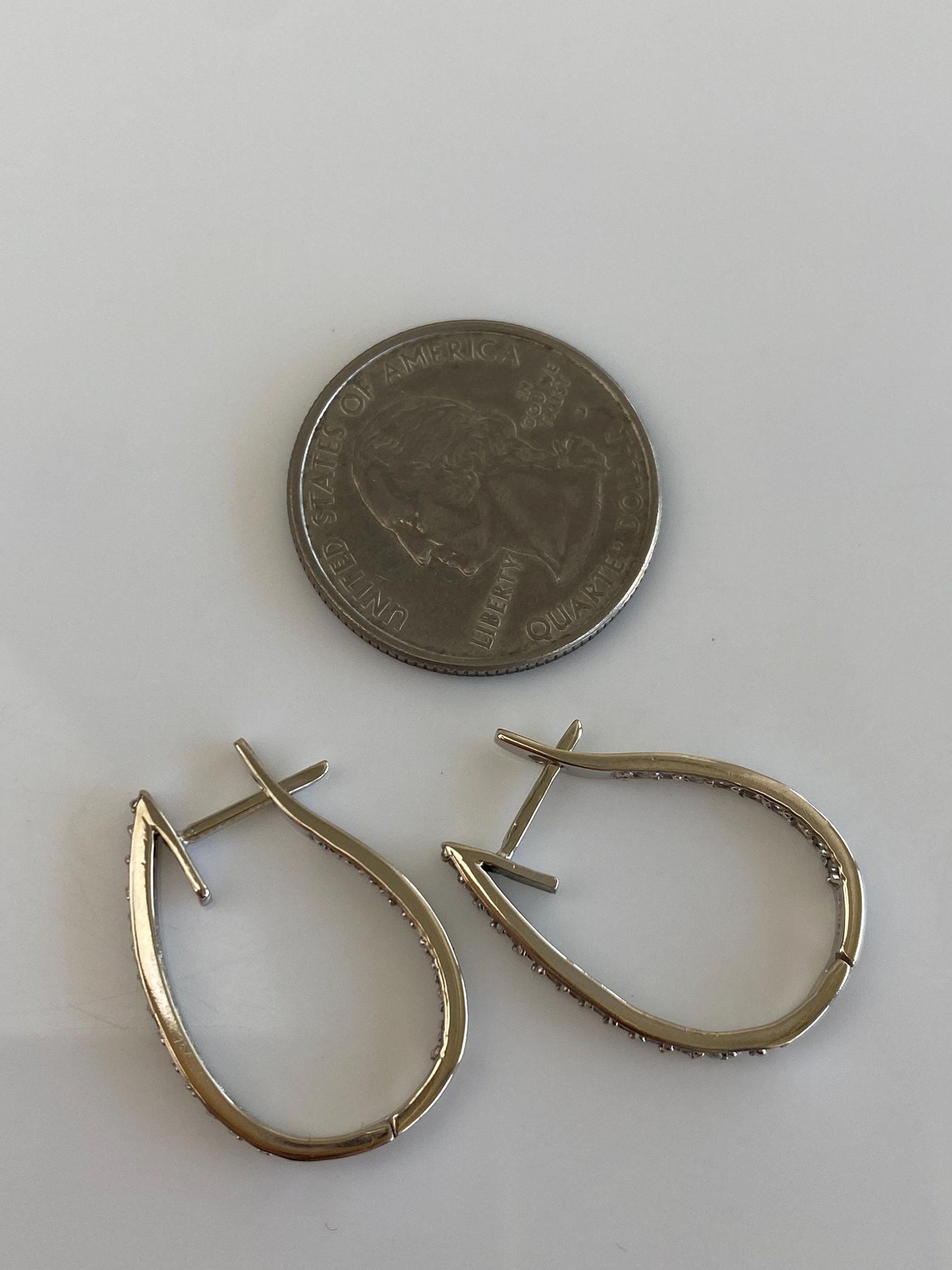 Vintage Solid 14k White Gold Diamond Drop Earrings