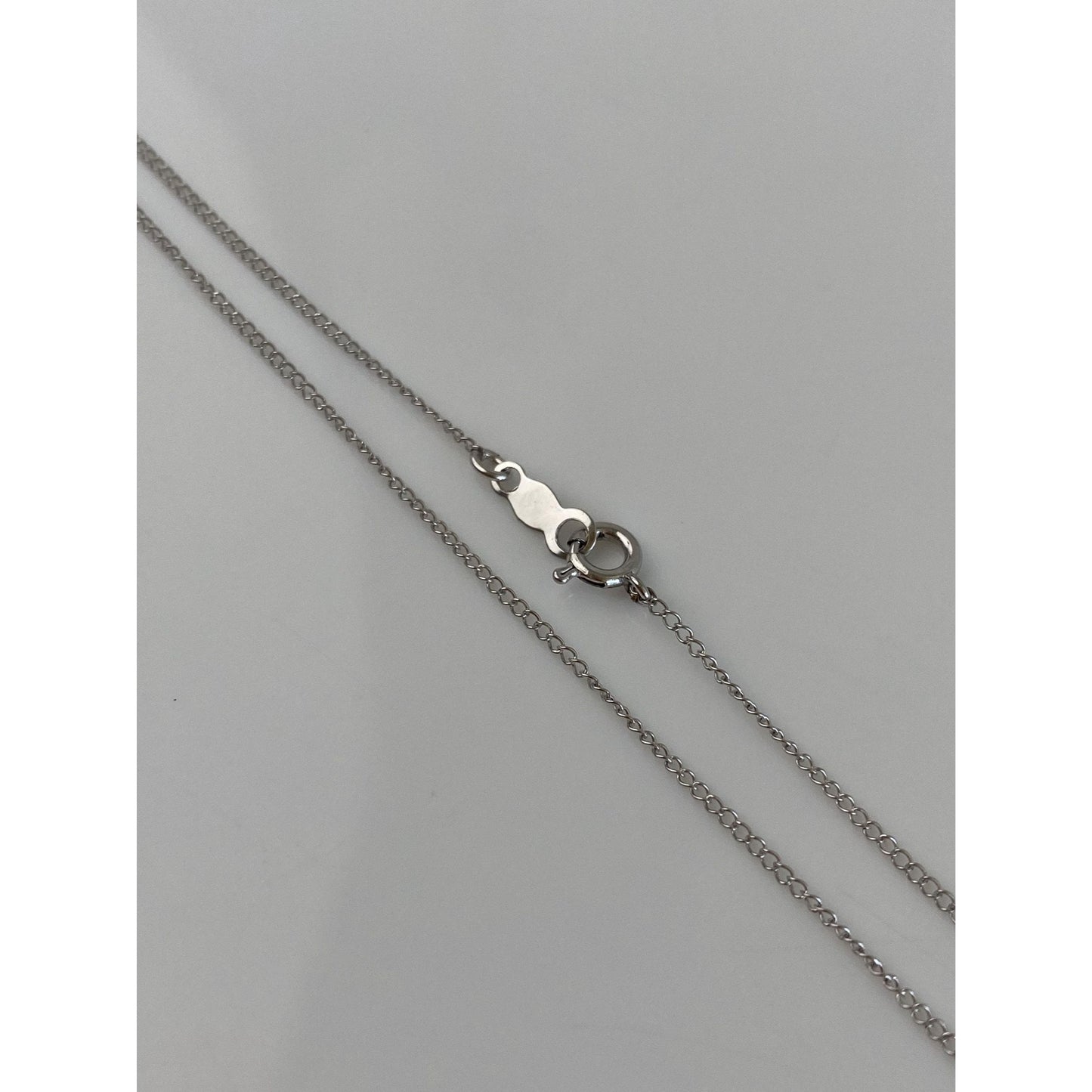 Vintage Solid 14k White Gold Dainty Curb Chain Necklace - 18 inches