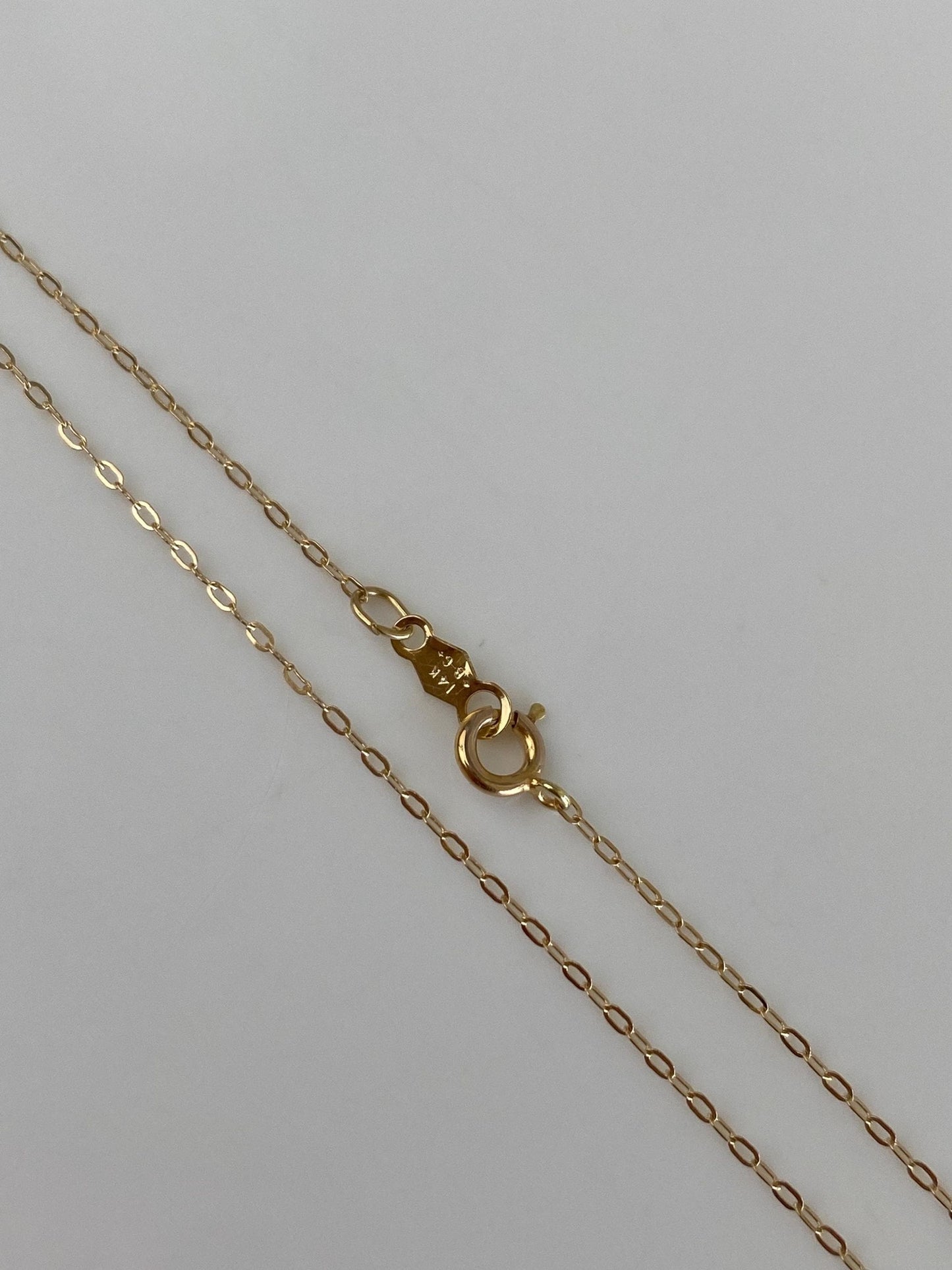 Vintage Solid 14k Yellow Gold Dainty Cable Chain Necklace - 15 inches