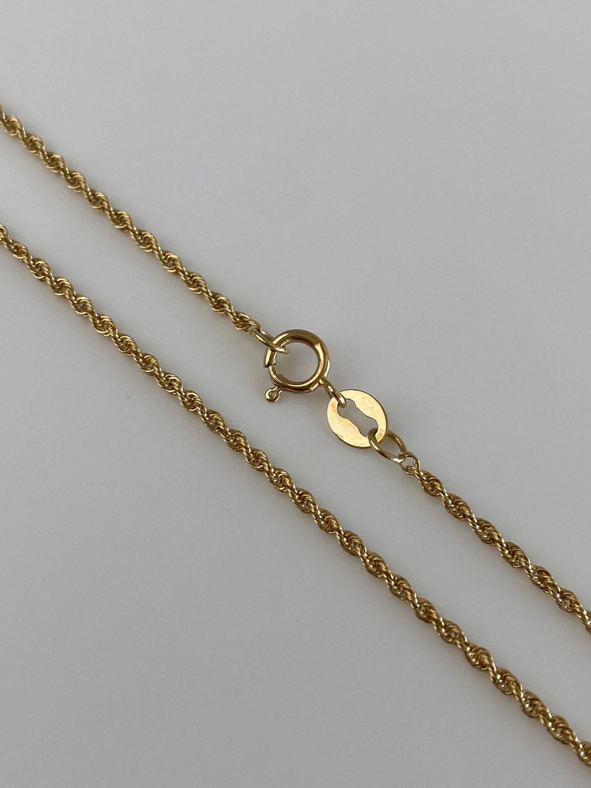 Vintage 14k Yellow Gold Slim Rope Chain Necklace - 18.25 inches