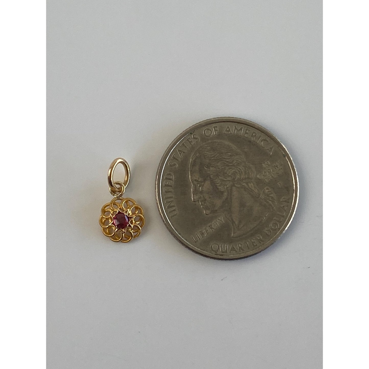 Vintage Solid 14k Yellow Gold Pink Cubic Zirconia Stick Pin Conversion Charm