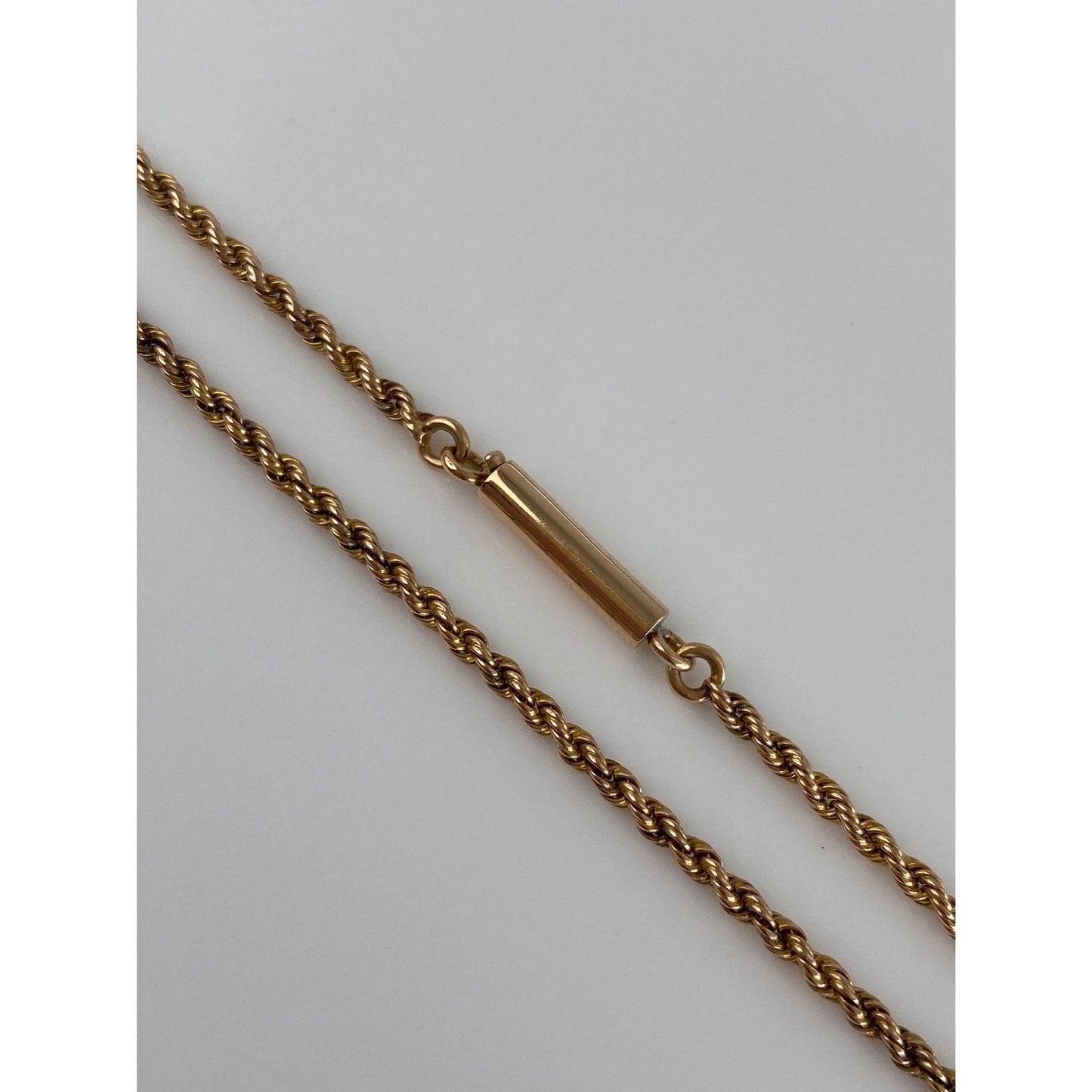 Vintage Solid 14k Rosey Gold Rope Chain Necklace - 14.25 inches