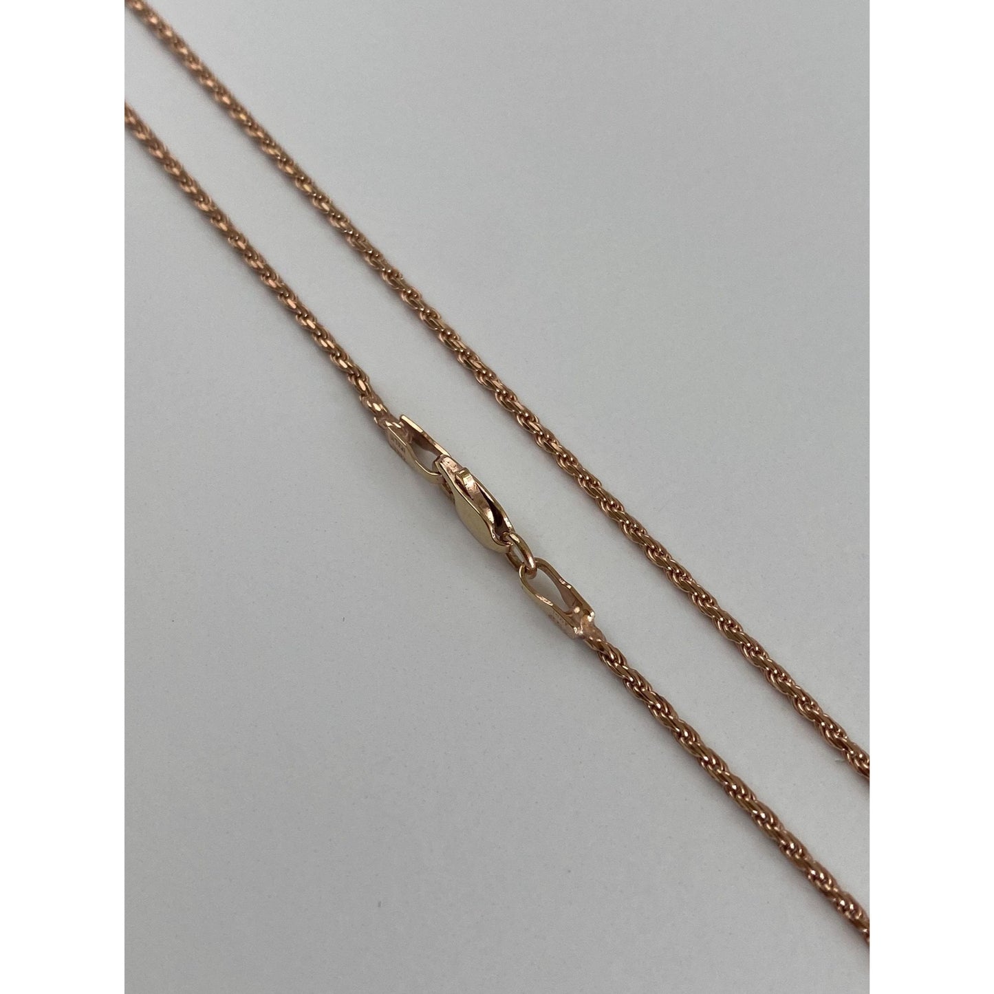 Vintage Solid 14k Rose Gold Dainty Rope Chain Necklace - 20 inches
