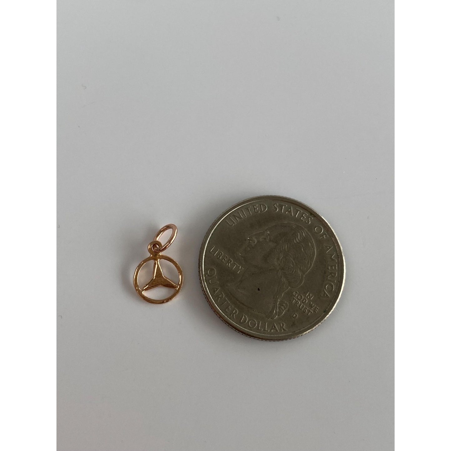 Solid 14k Rose Gold Mercedes Charm