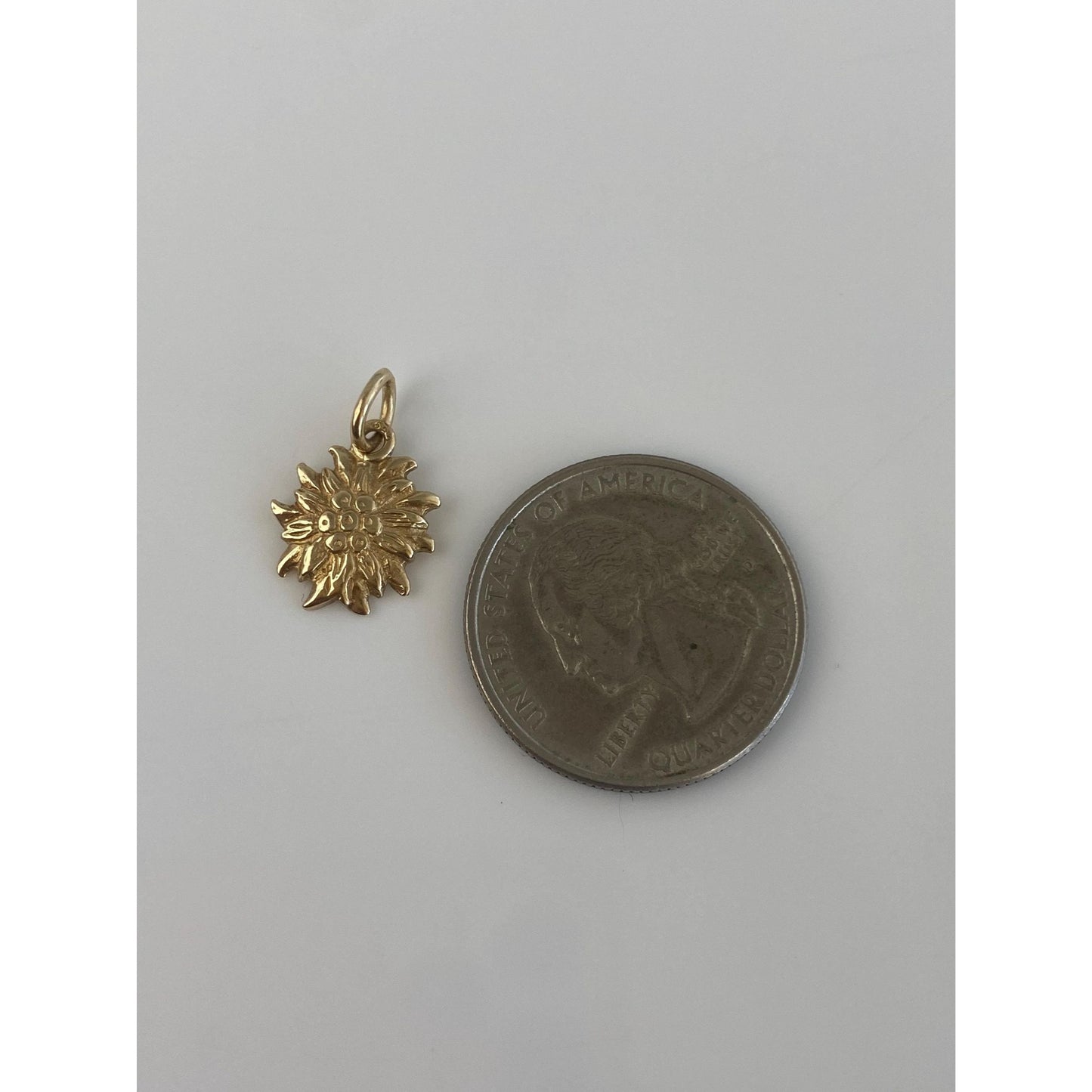 Solid 14k Yellow Gold Flower Charm