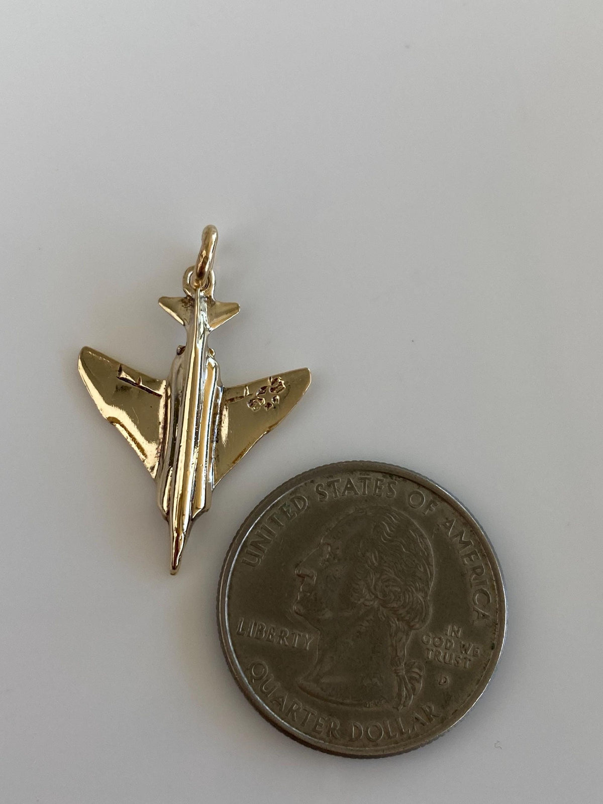 Vintage Solid 14k Yellow Gold Jet Plane Charm