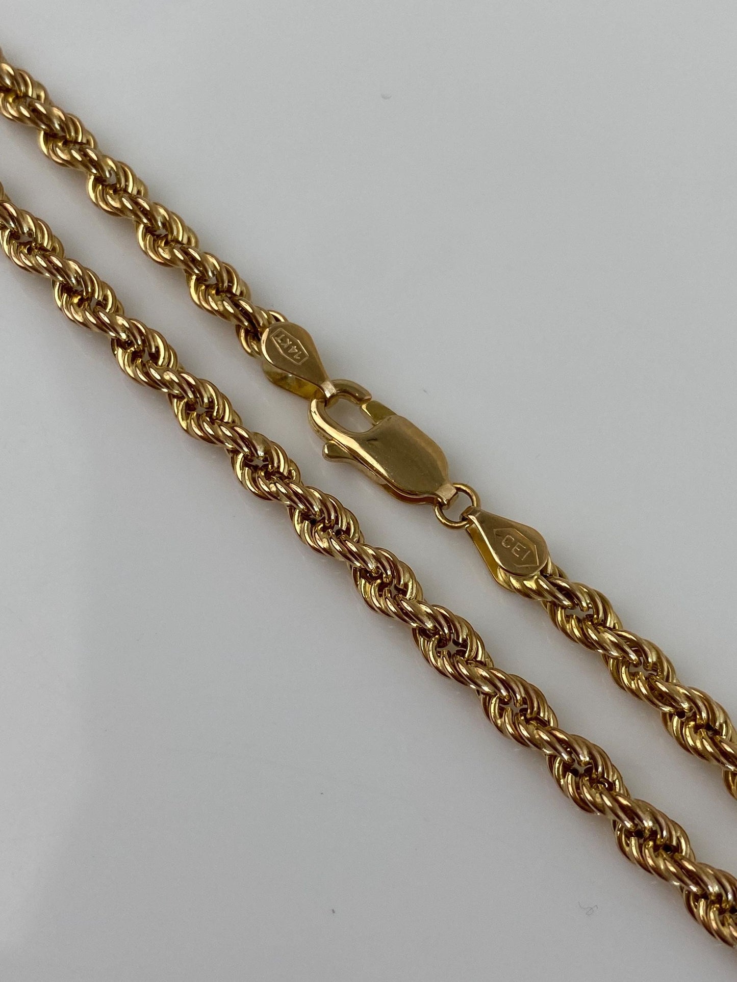Vintage 14k Yellow Gold Rope Chain Necklace - 24 inches