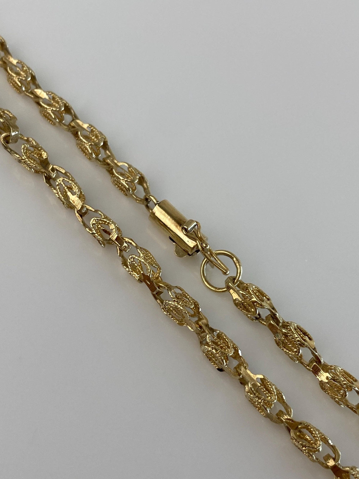 Vintage Solid 10k Yellow Gold Fancy Open Work Link Necklace - 20.5 inches