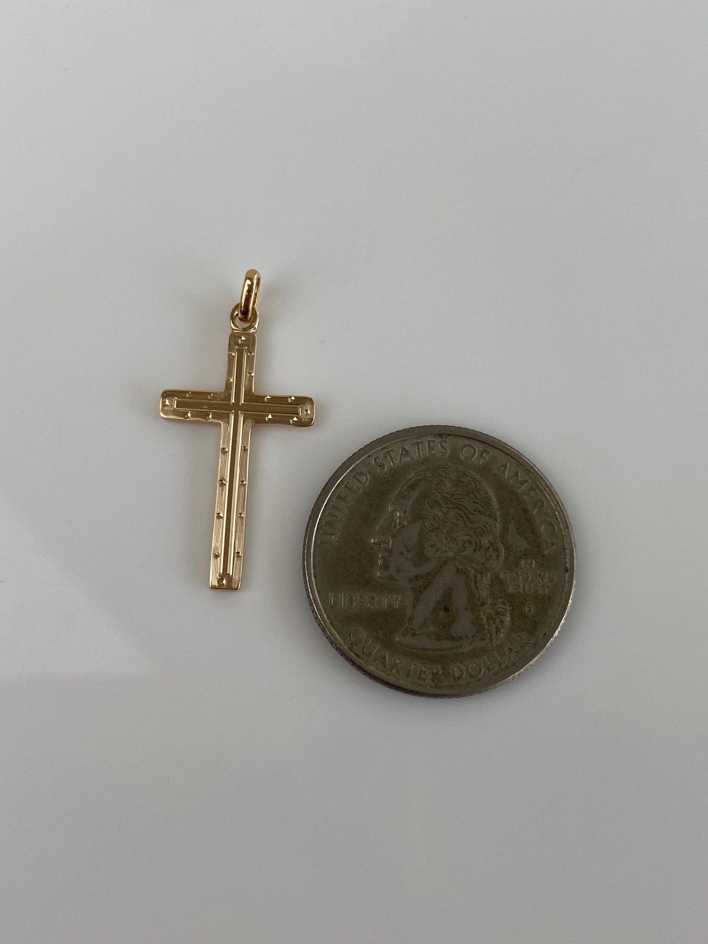Vintage Solid 10k Yellow Gold Design Cross Charm