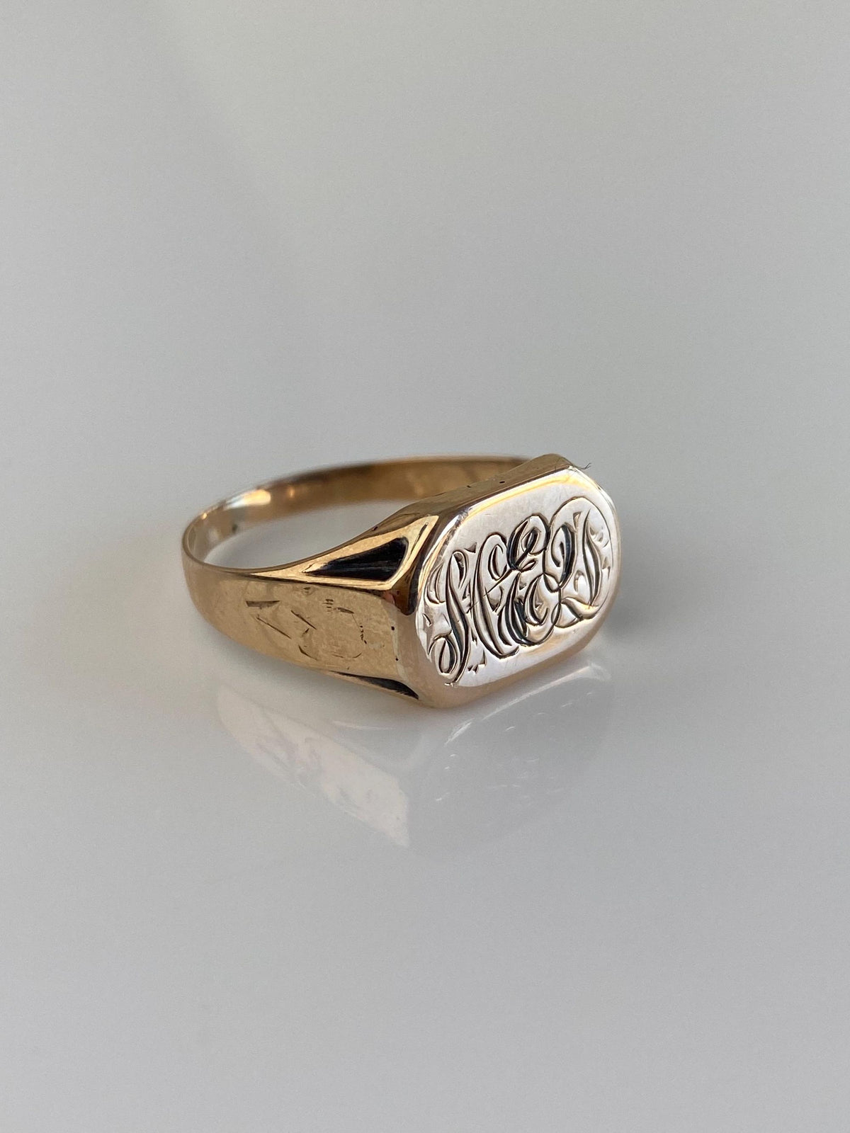 Vintage Solid 10k Rosey Gold Monogram Signet Ring - Size 11