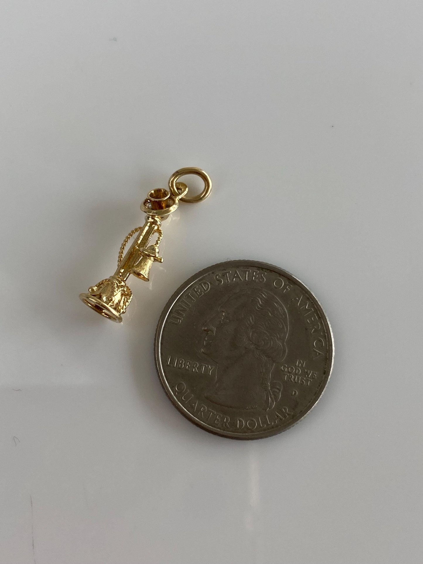 Vintage 14k Yellow Gold Old Fashioned Telephone Charm