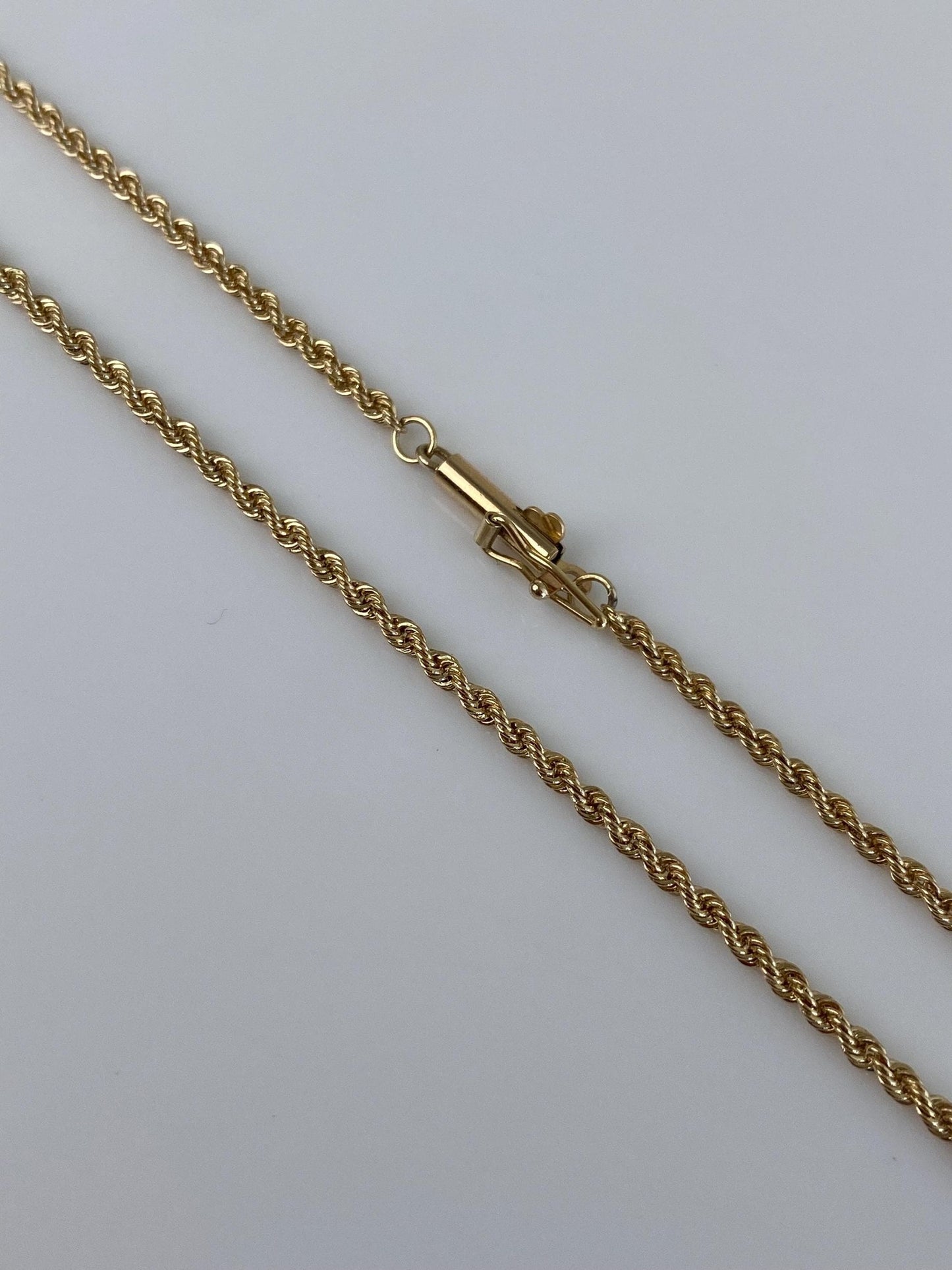 Vintage Solid 14k Yellow Gold Slim Rope Chain Necklace - 23.75 inches