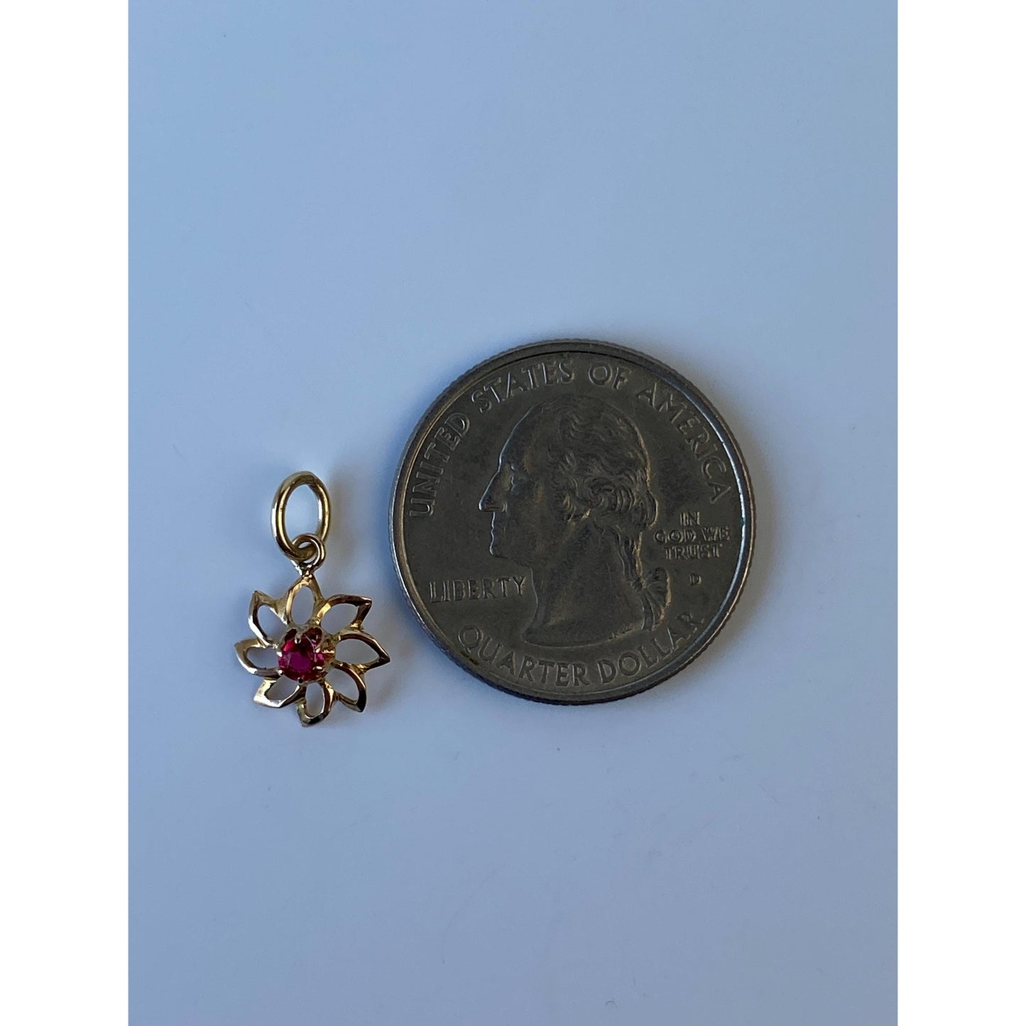 Vintage Solid 10k Yellow Gold Pink Cubic Zirconia Flower Stick Pin Conversion Charm