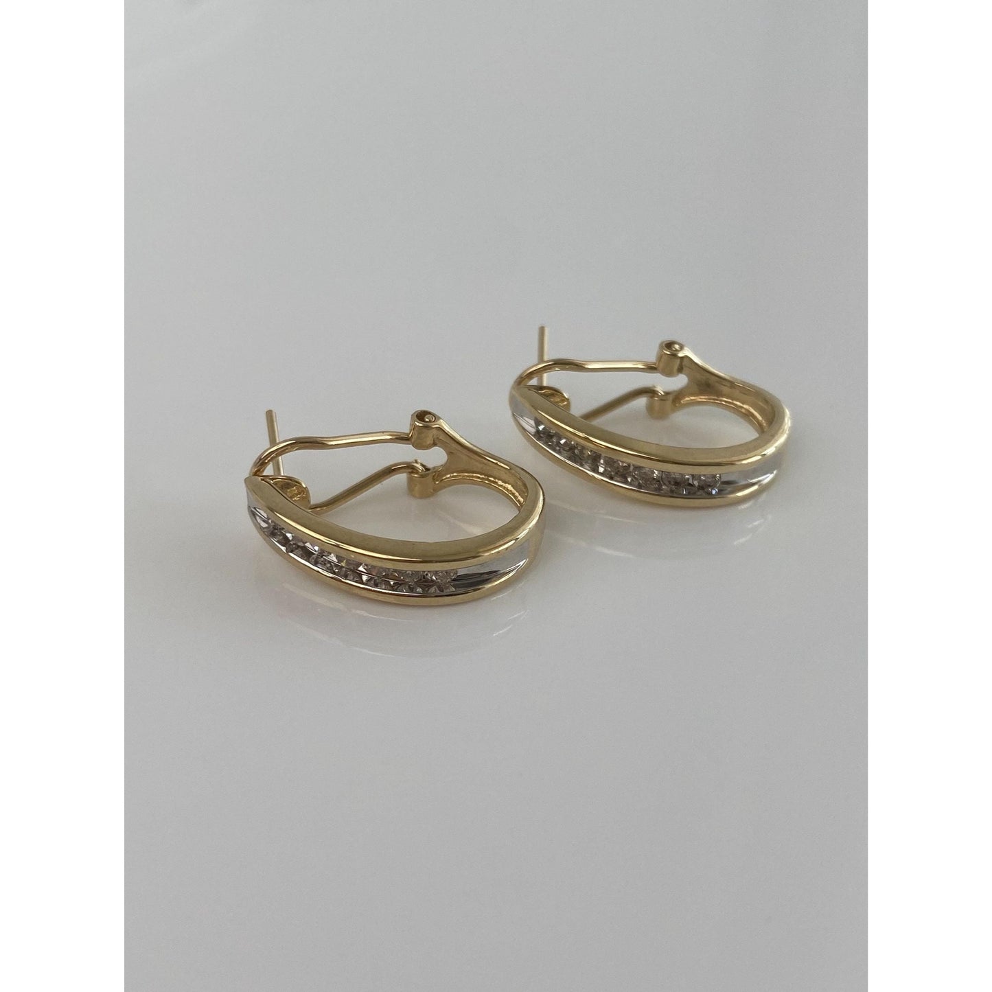 Vintage Solid 14k White & Yellow Gold Cubic Zirconia Drop Earrings