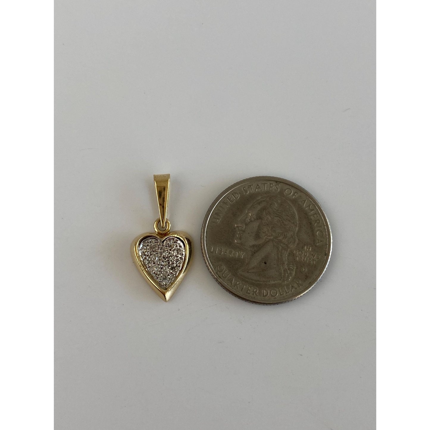 Vintage Solid 18k White & Yellow Gold Diamond Heart Charm