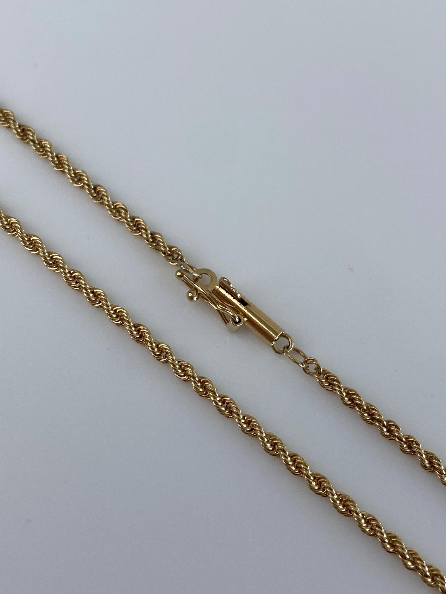 Vintage Solid 14k Yellow Gold Long Dainty Rope Chain Necklace - 23.75 inches