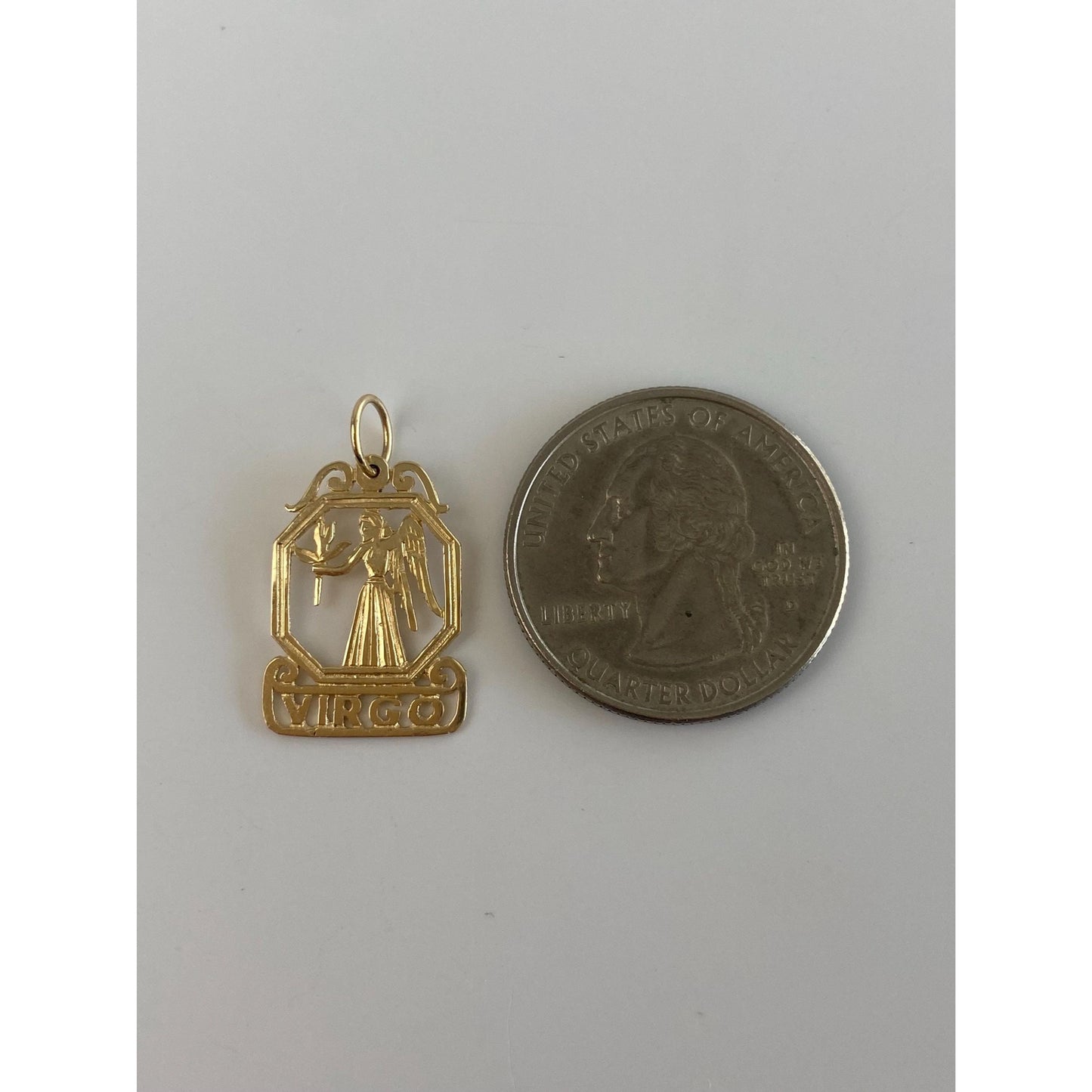 Vintage Solid 14k Yellow Gold Virgo Charm