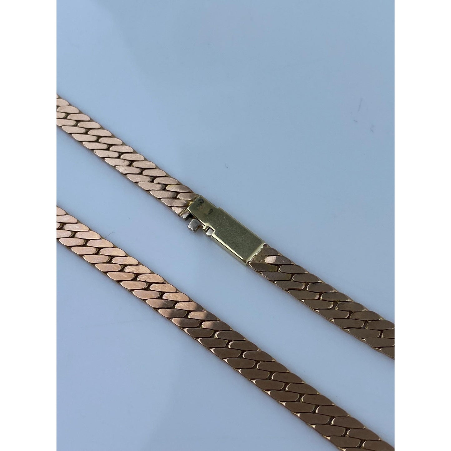 Vintage Solid 14k Rosey Gold Herringbone Chain Necklace - 18 inches