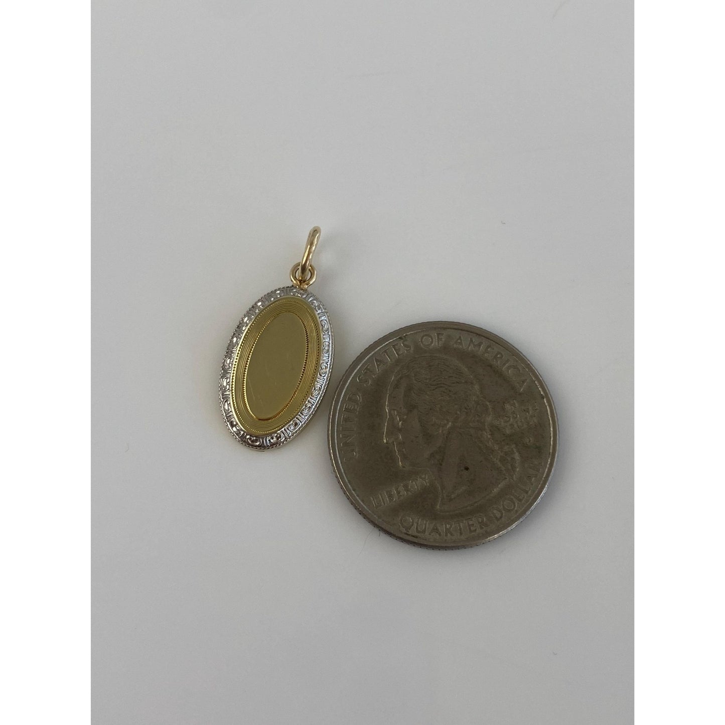 Vintage Solid 14k White & Yellow Gold Cufflink Conversion Charm