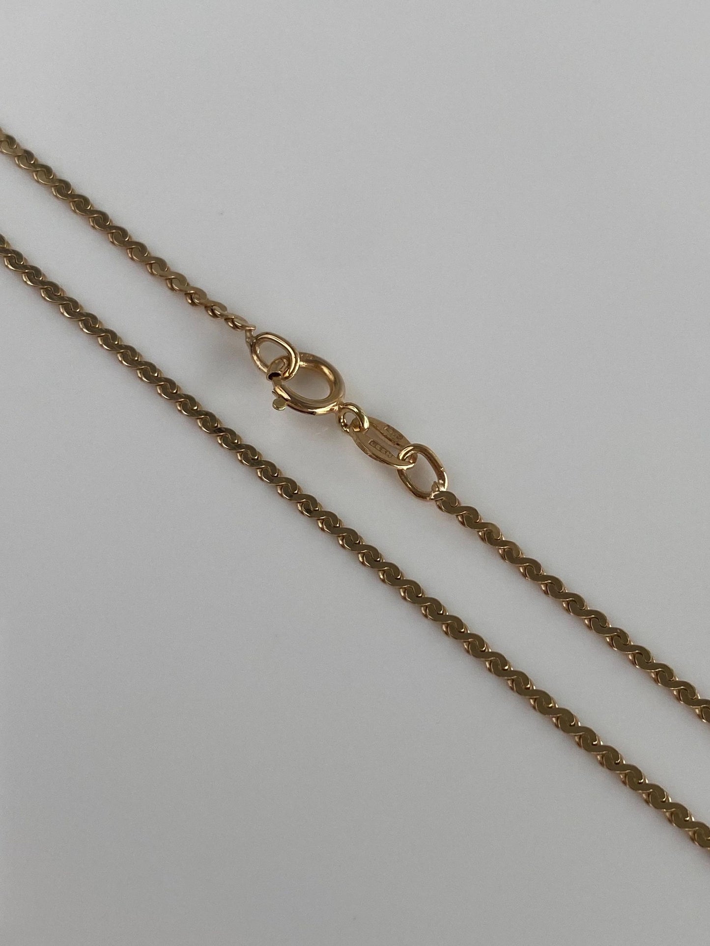Vintage Solid 14k Yellow Gold Serpentine Chain Necklace - 15.25 inches