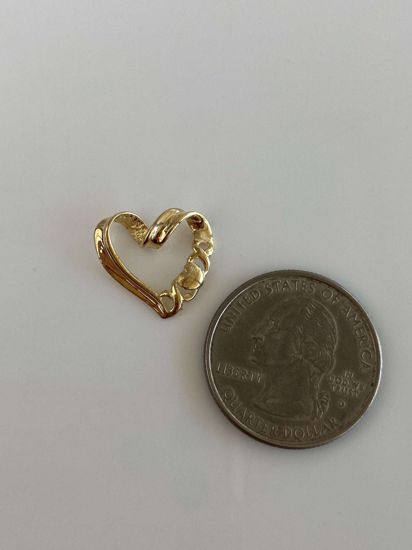 Solid 14k Yellow Gold XOXO Heart Slide Charm