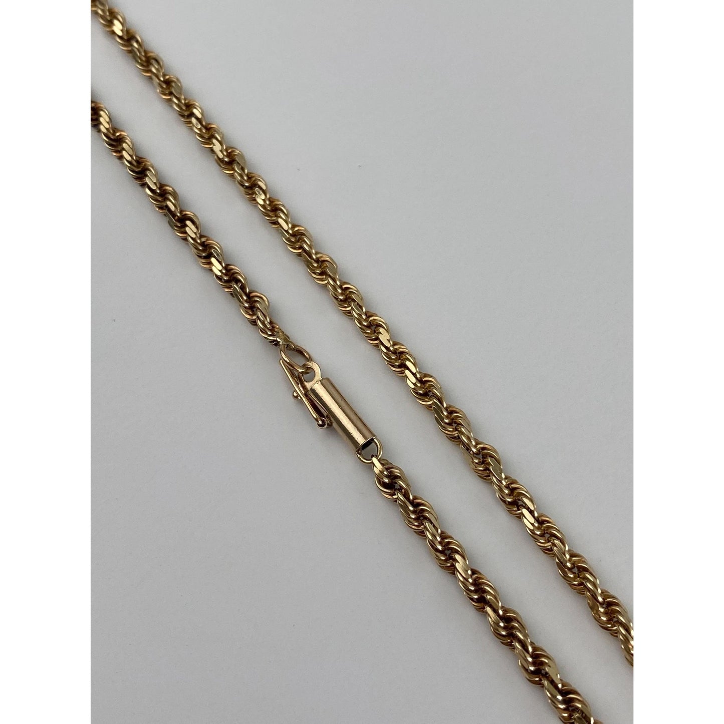 Vintage Solid 14k Yellow Gold Rope Chain Necklace - 22.75 inches