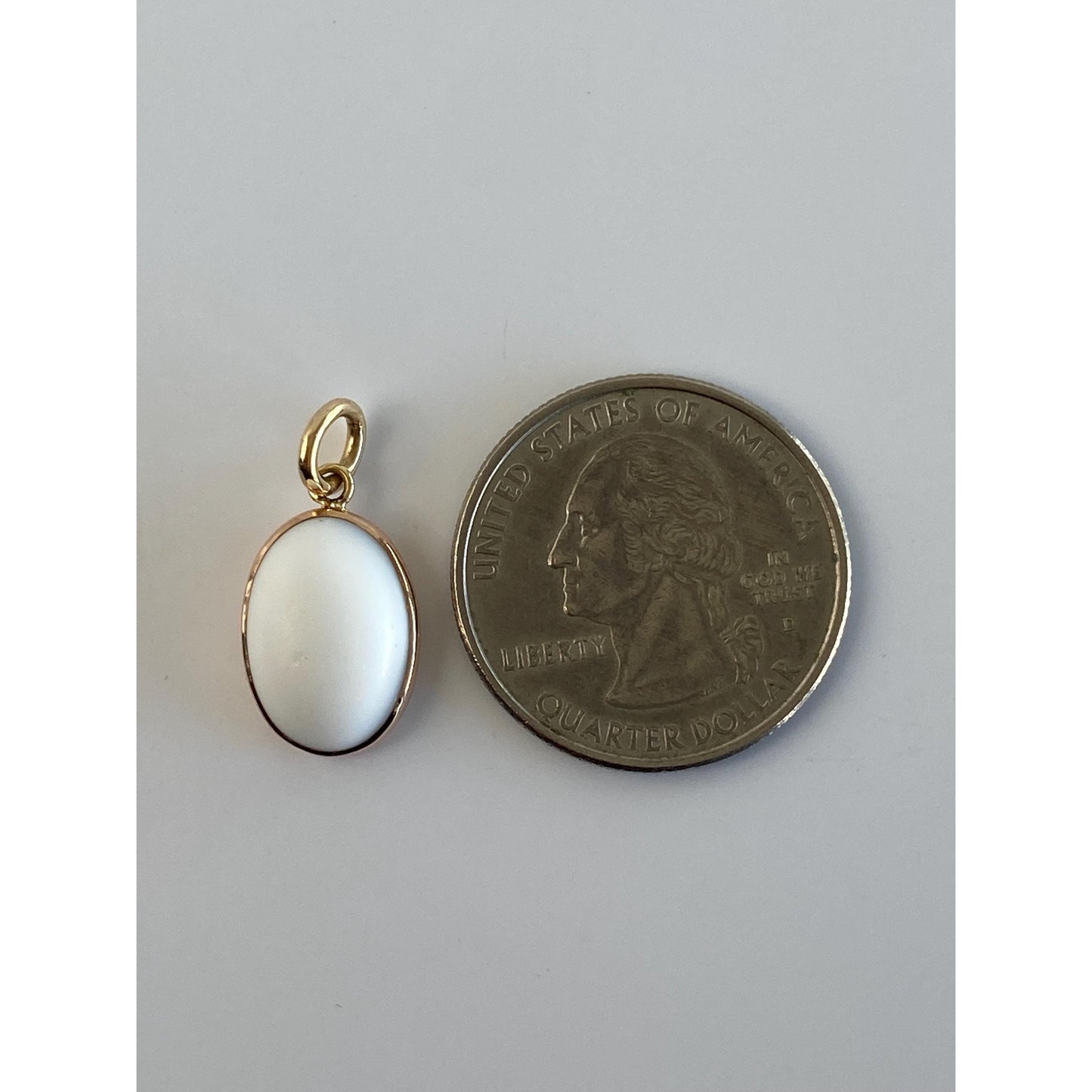 Solid 14k Yellow Gold White Resin Cufflink Conversion Charm