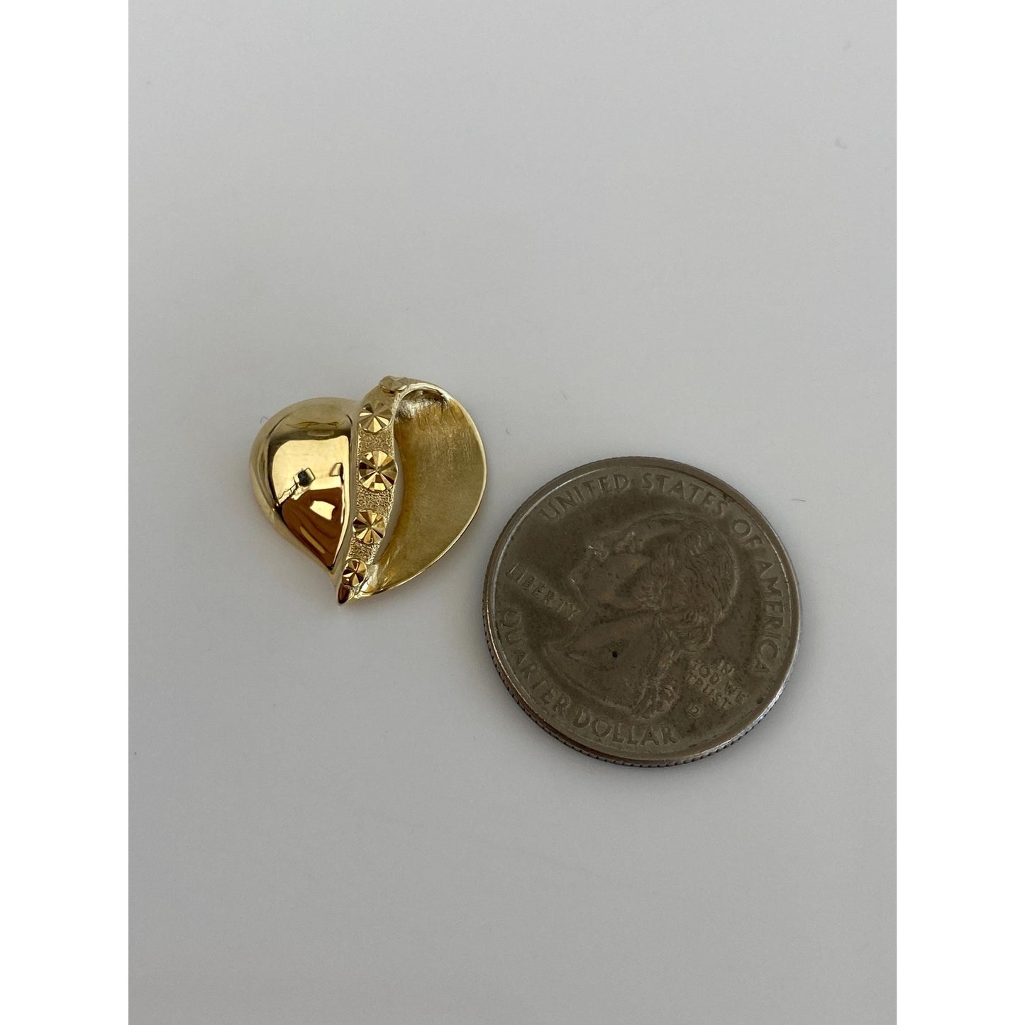 Solid 14k Yellow Gold Diamond Cut Heart Charm