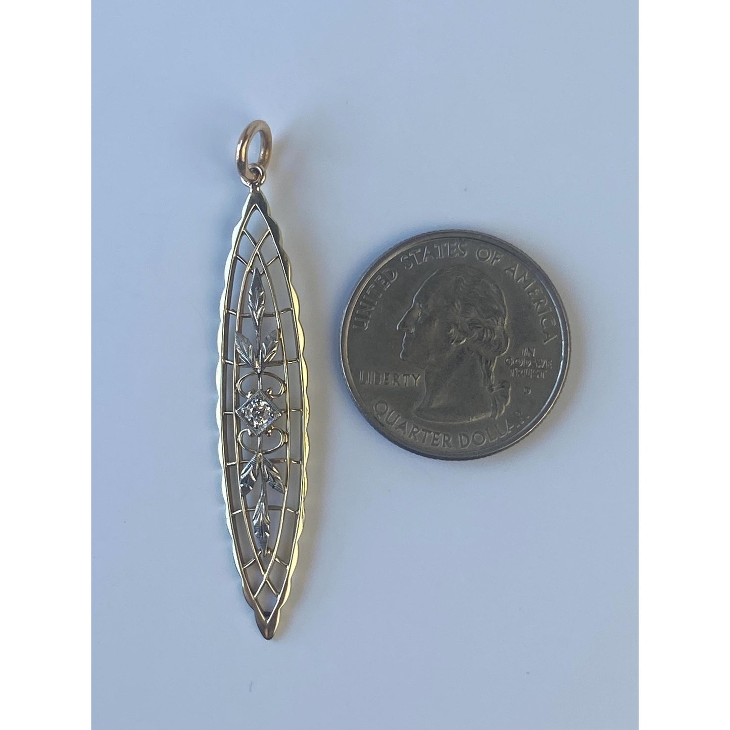 Vintage Solid 14k White & Yellow Gold Diamond Charm