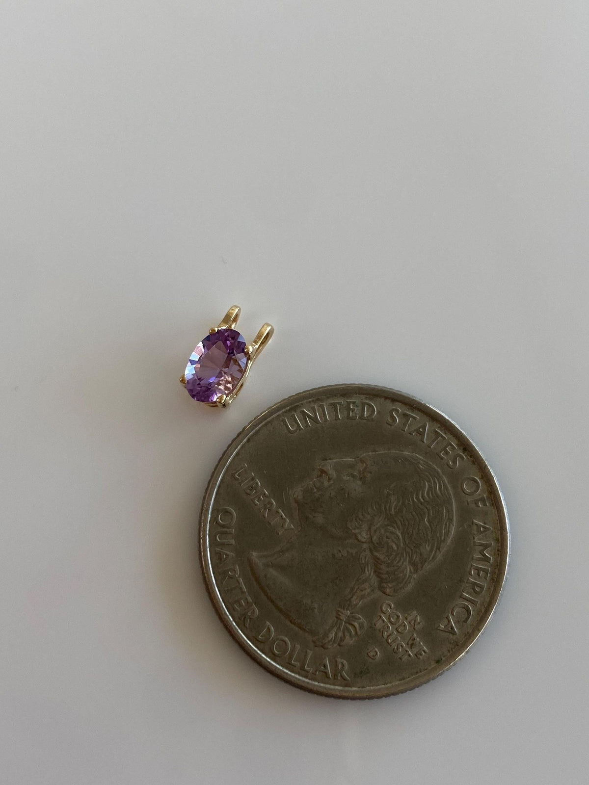 Vintage Solid 14k Yellow Gold Amethyst Charm