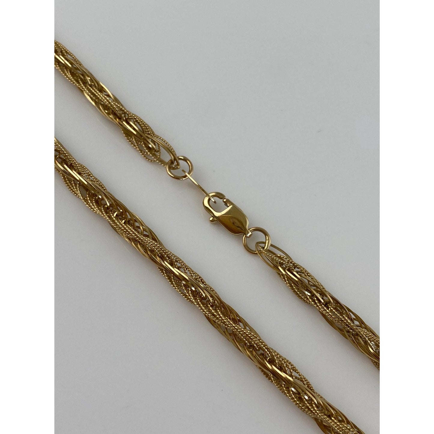Solid 14k Yellow Gold Woven Twist Chain Necklace - 18 inches