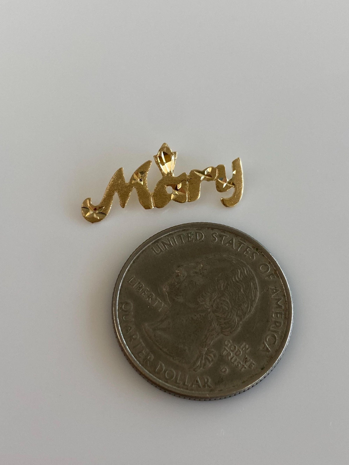 Solid 14k Yellow Gold Diamond Cut 'Mary' Name Charm