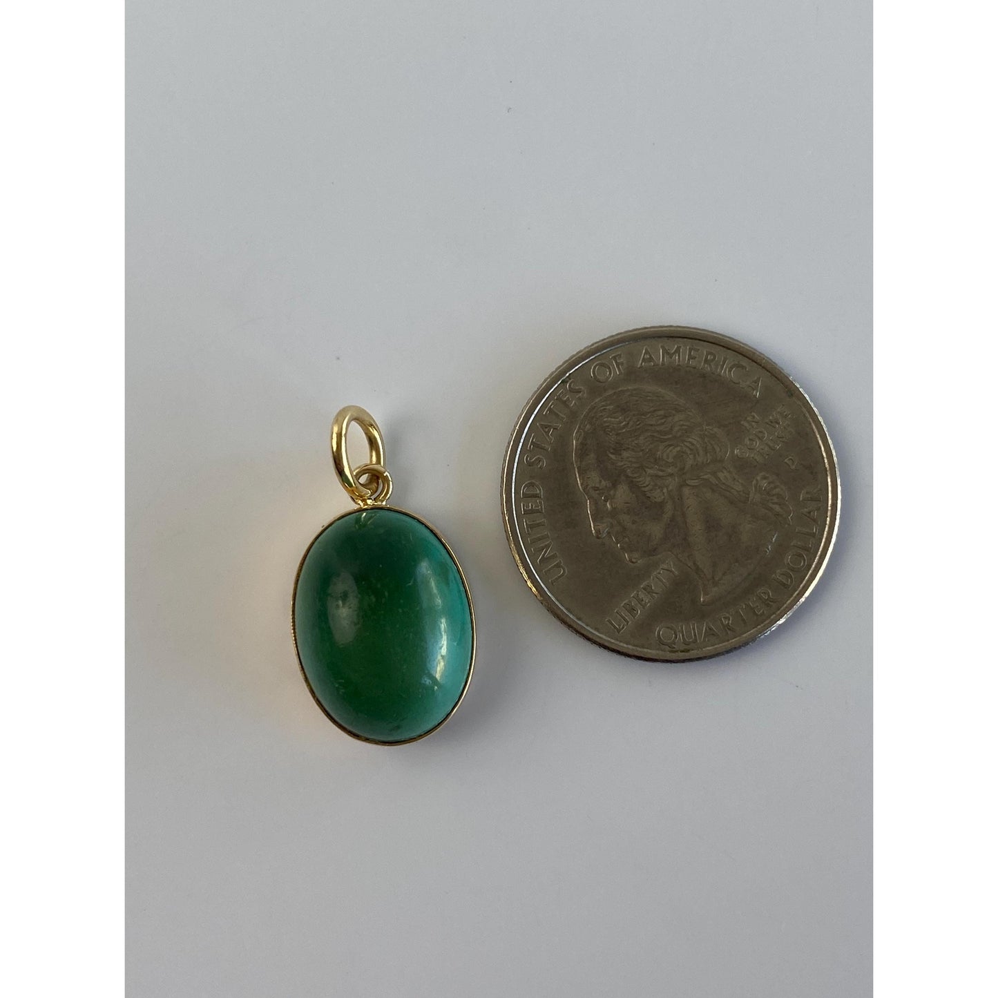 Vintage Solid 14k Yellow Gold Turquoise Stone Charm