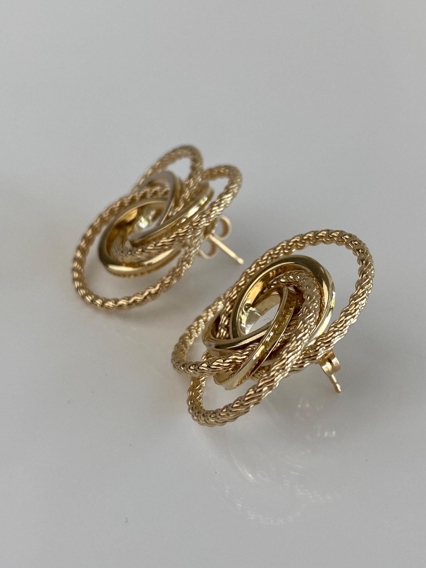 Vintage 14k Yellow Gold Large Knot Stud Earrings