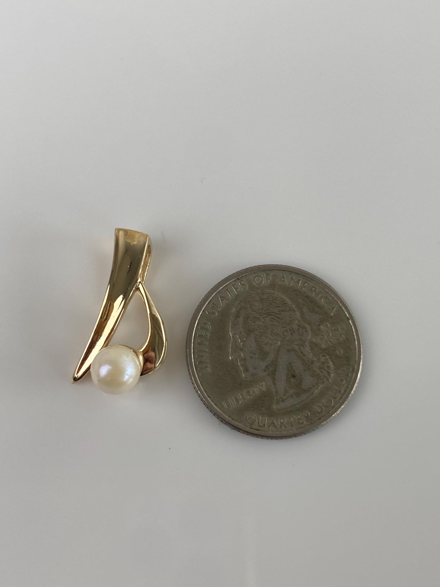 Vintage Solid 14k Yellow Gold Pearl Slide Charm