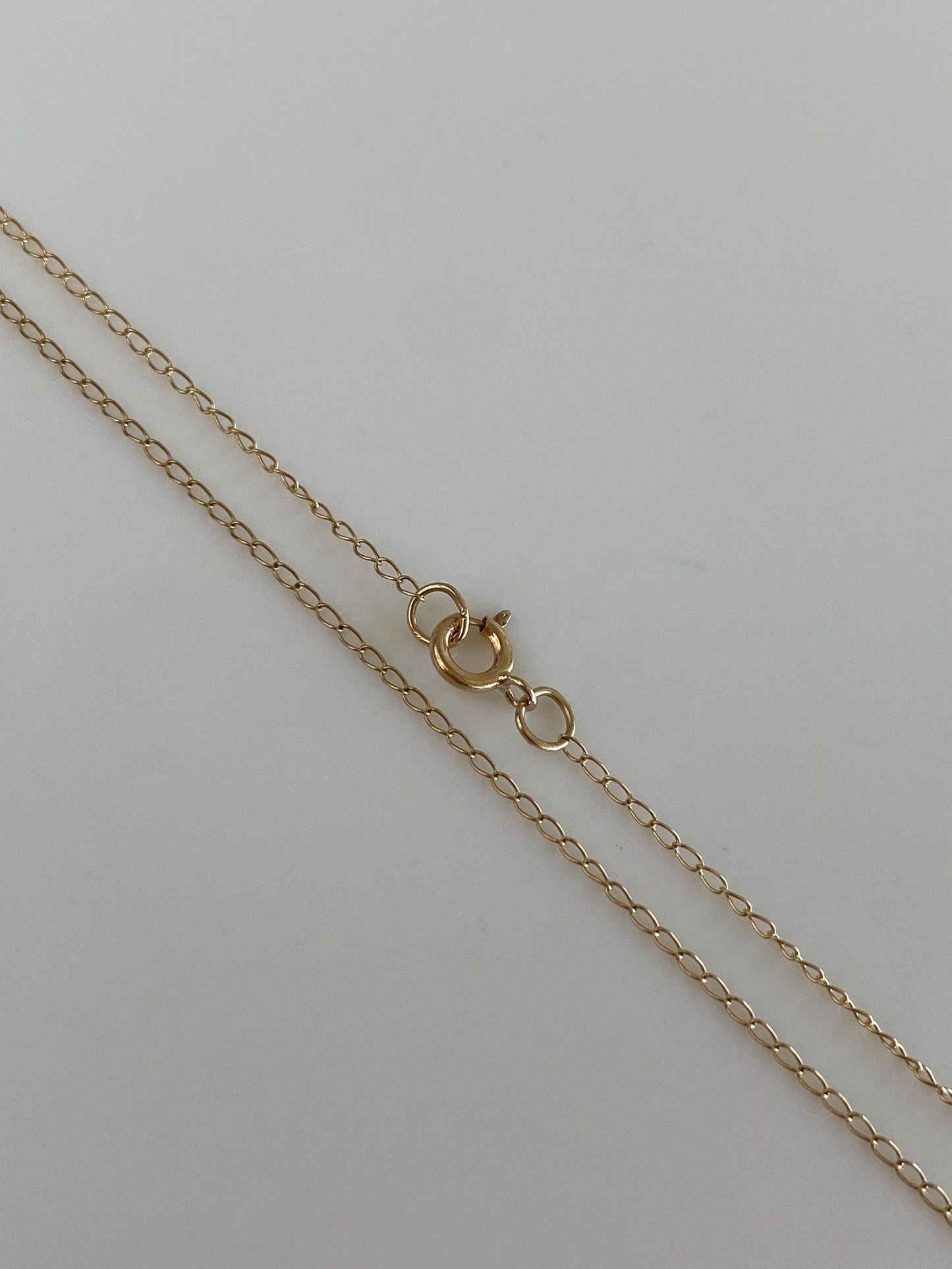 Vintage Solid 14k Yellow Gold Dainty Elongated Curb Chain Necklace - 18.5 inches