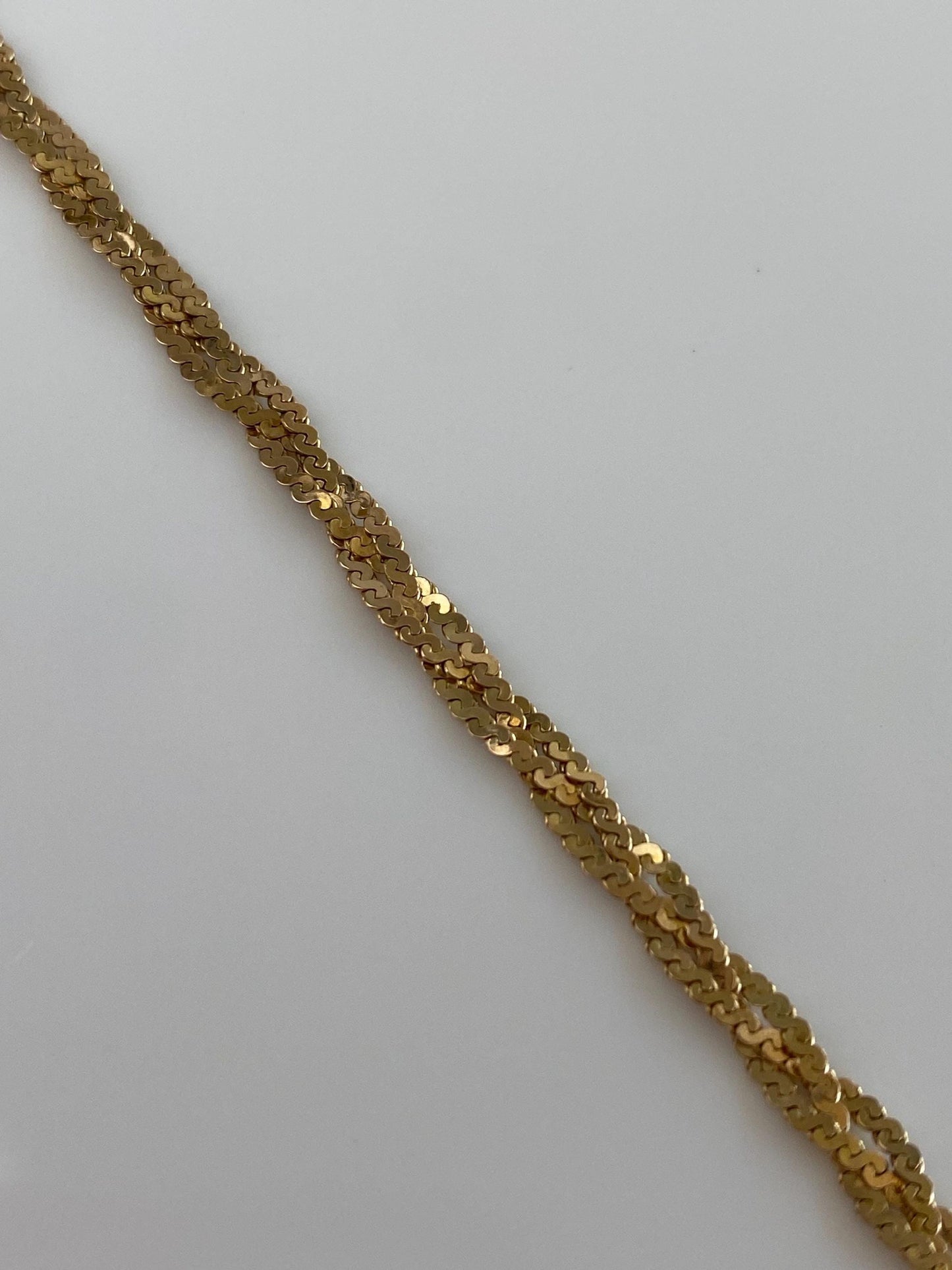 Vintage Solid 14k Yellow Gold Braided Serpentine Chain Bracelet - 6.75 inches